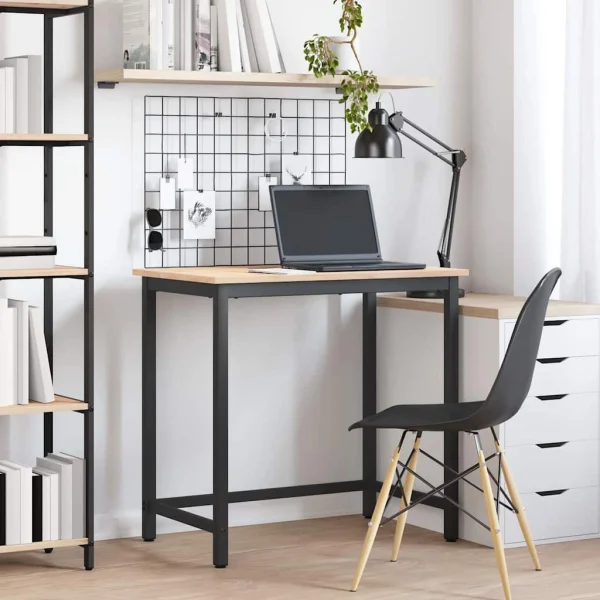 Table 80 x 50 x 77 cm brun bois d'ingénierie – vue d’ensemble