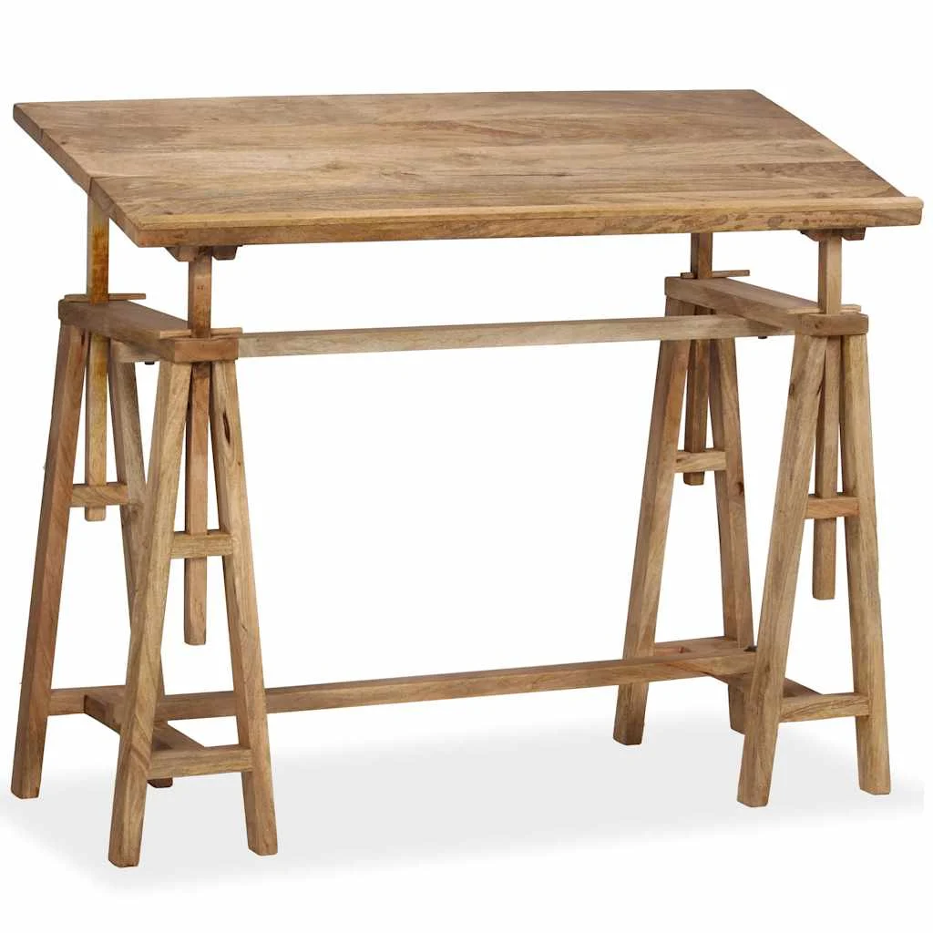 Table à dessin 116 x 50 x 76 cm brun bois massif de manguier – vue de dessus