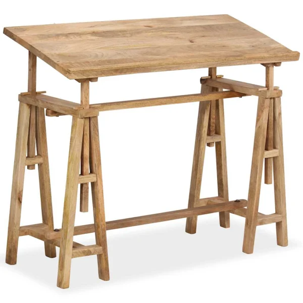 Table à dessin 116 x 50 x 76 cm brun bois massif de manguier – vue d’ensemble