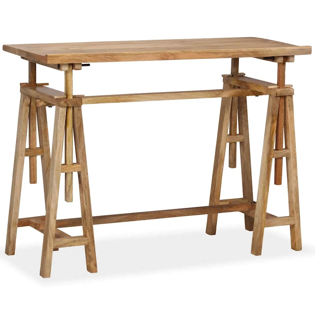Table à dessin 116 x 50 x 76 cm brun bois massif de manguier – vue de côté