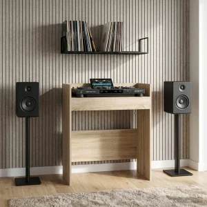 Table de DJ 102 x 45 x 102 cm chêne sonoma bois d'ingénierie – vue d’ensemble