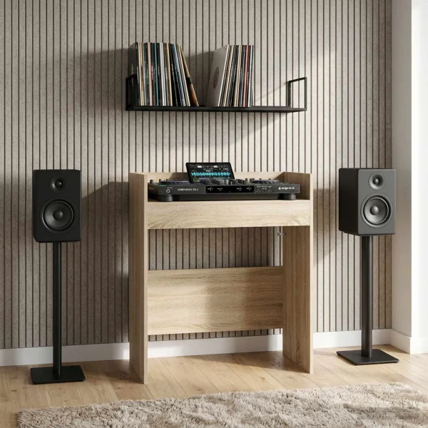 Table de DJ 102 x 45 x 102 cm chêne sonoma bois d'ingénierie – vue d’ensemble