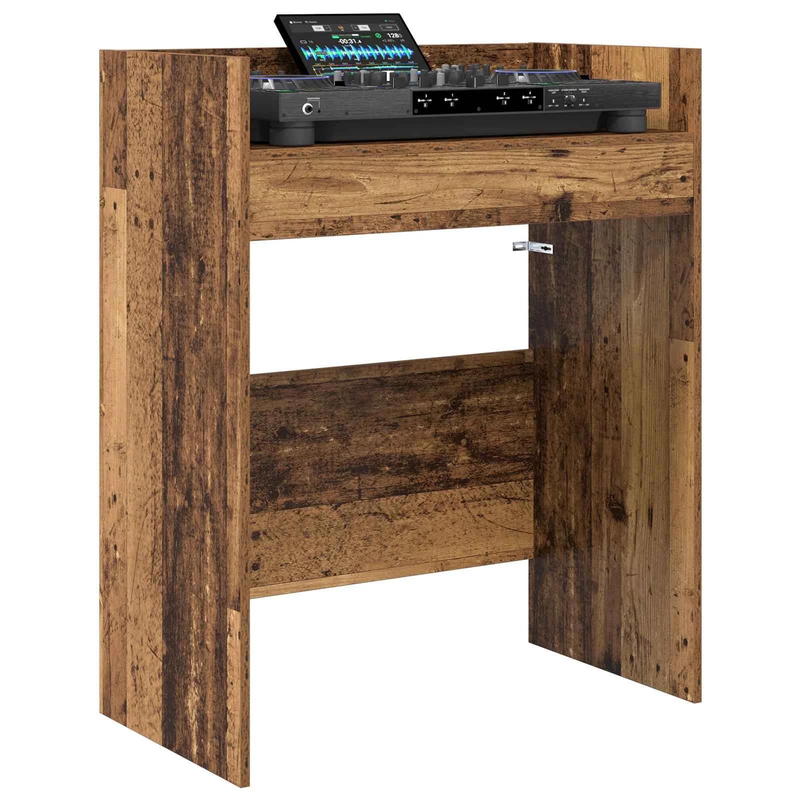 Table de DJ 62 x 45 x 102 cm bois ancien bois d'ingénierie – vue de détail
