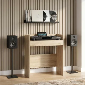 Table de DJ 62 x 45 x 102 cm chêne sonoma bois d'ingénierie – vue d’ensemble