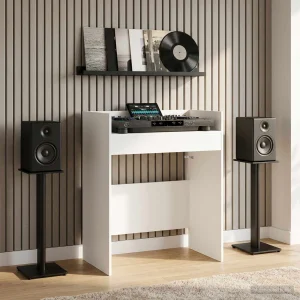 Table de DJ 82 x 45 x 102 cm blanc bois d'ingénierie – vue d’ensemble