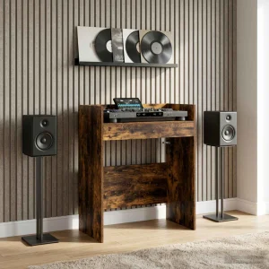 Table de DJ 82 x 45 x 102 cm chêne fumé bois d'ingénierie – vue d’ensemble