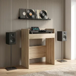 Table de DJ 82 x 45 x 102 cm chêne sonoma bois d'ingénierie – vue d’ensemble