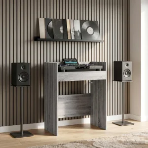 Table de DJ 82 x 45 x 102 cm sonoma gris bois d'ingénierie – vue d’ensemble