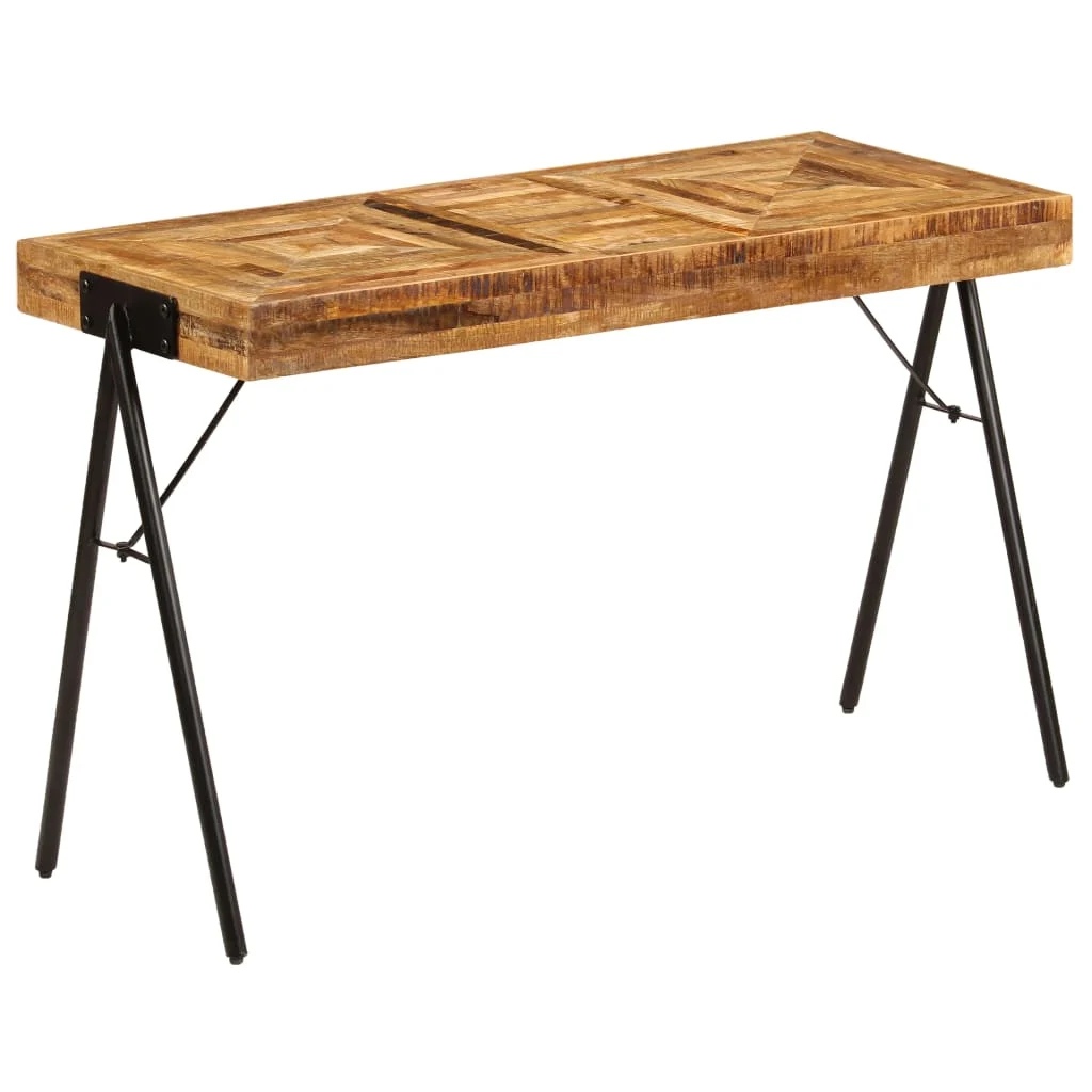Table à écrire 118 x 50 x 75 cm brun bois massif de manguier – vue de dos