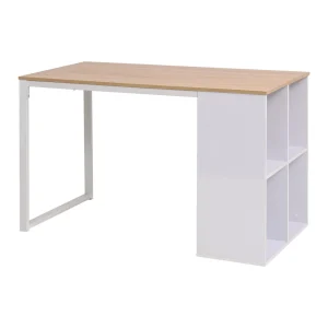 Table d'écriture 120 x 60 x 75 cm chêne et blanc bois d'ingénierie – vue d’ensemble