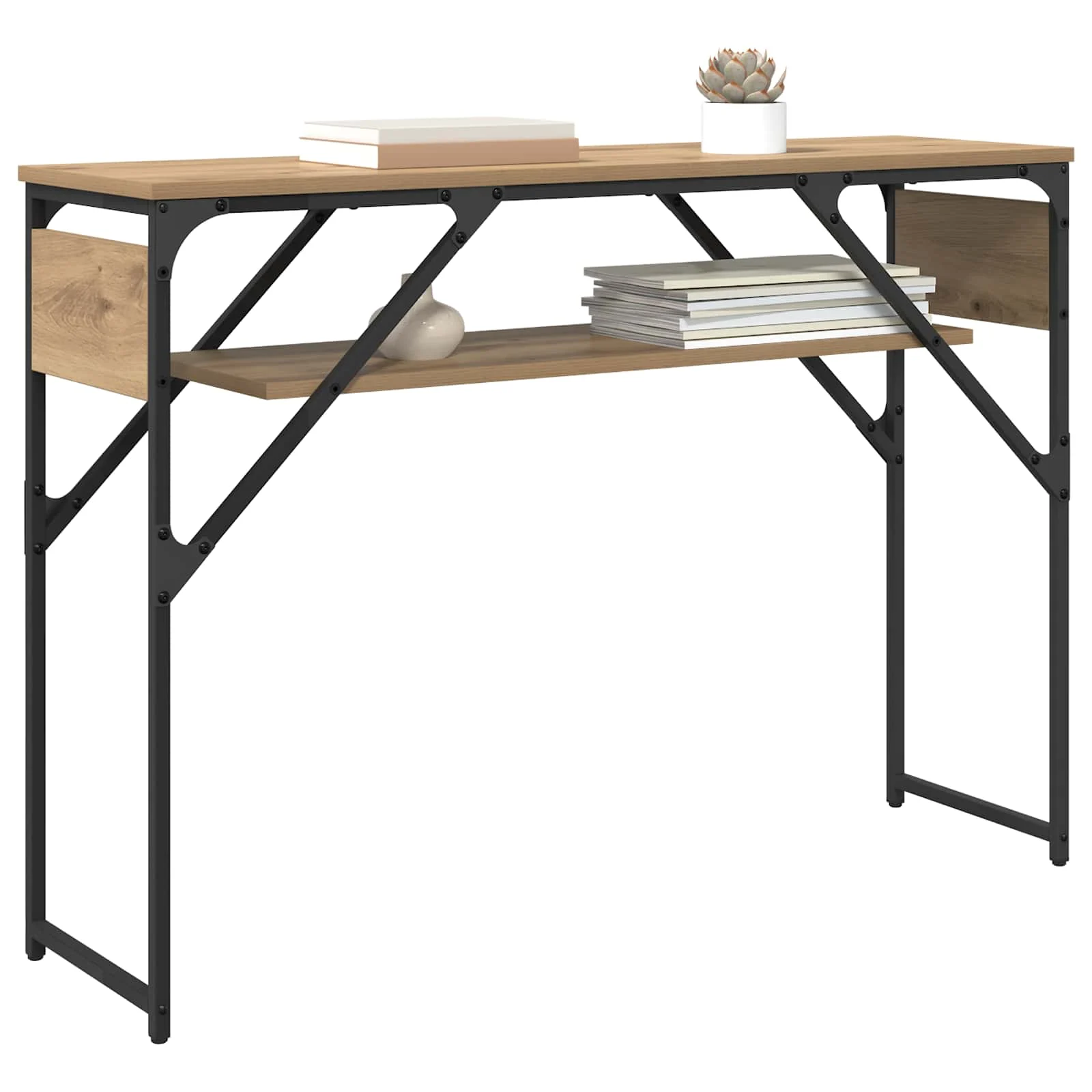 TableConsole 105 x 30 x 75 cm chêne artisanal bois d'ingénierie – vue de détail