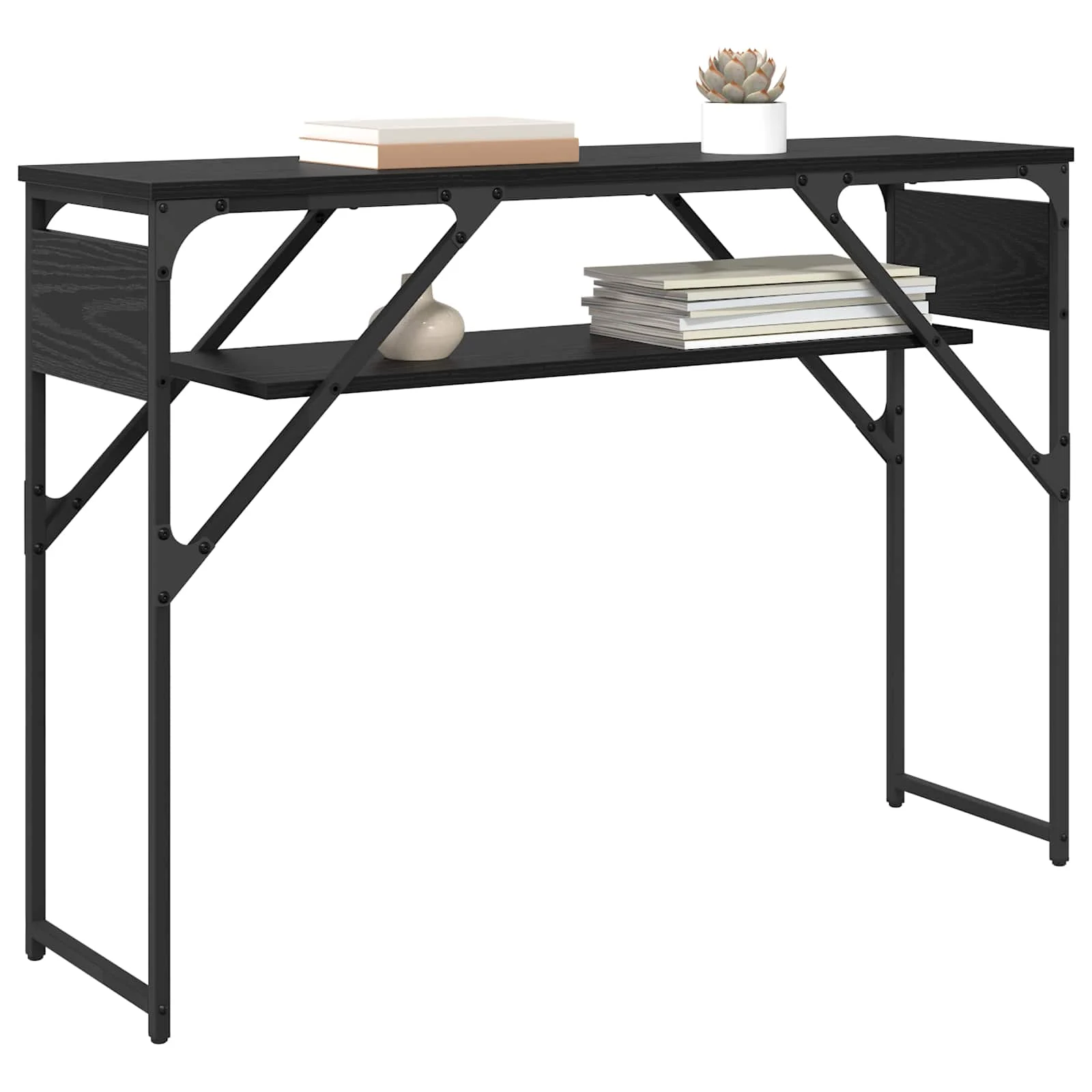 TableConsole 105 x 30 x 75 cm chêne noir bois d'ingénierie – vue de détail