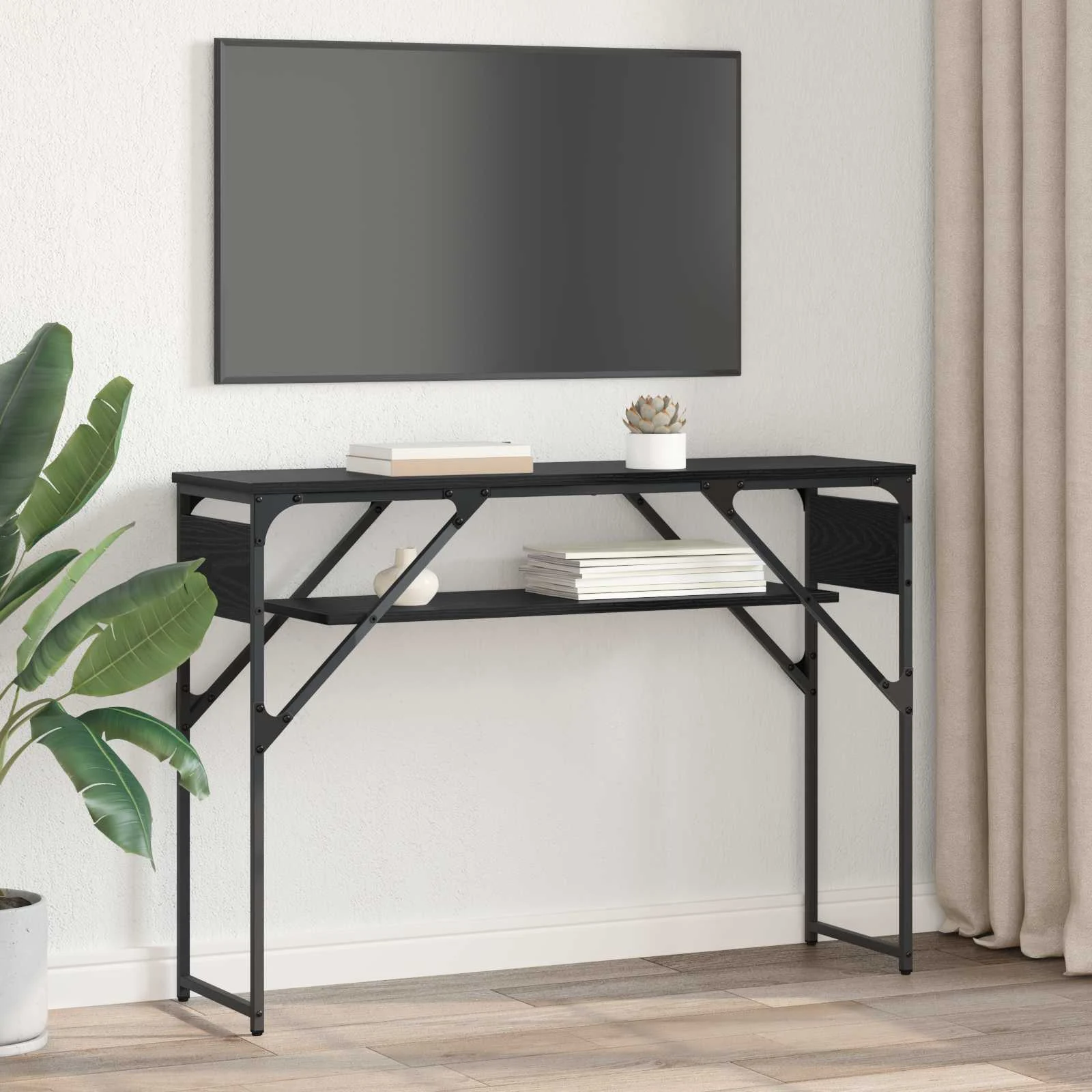 TableConsole 105 x 30 x 75 cm chêne noir bois d'ingénierie – vue en situation