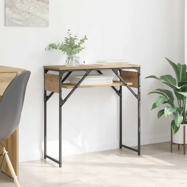TableConsole 75 x 30 x 75 cm chêne artisanal bois d'ingénierie – vue d’ensemble