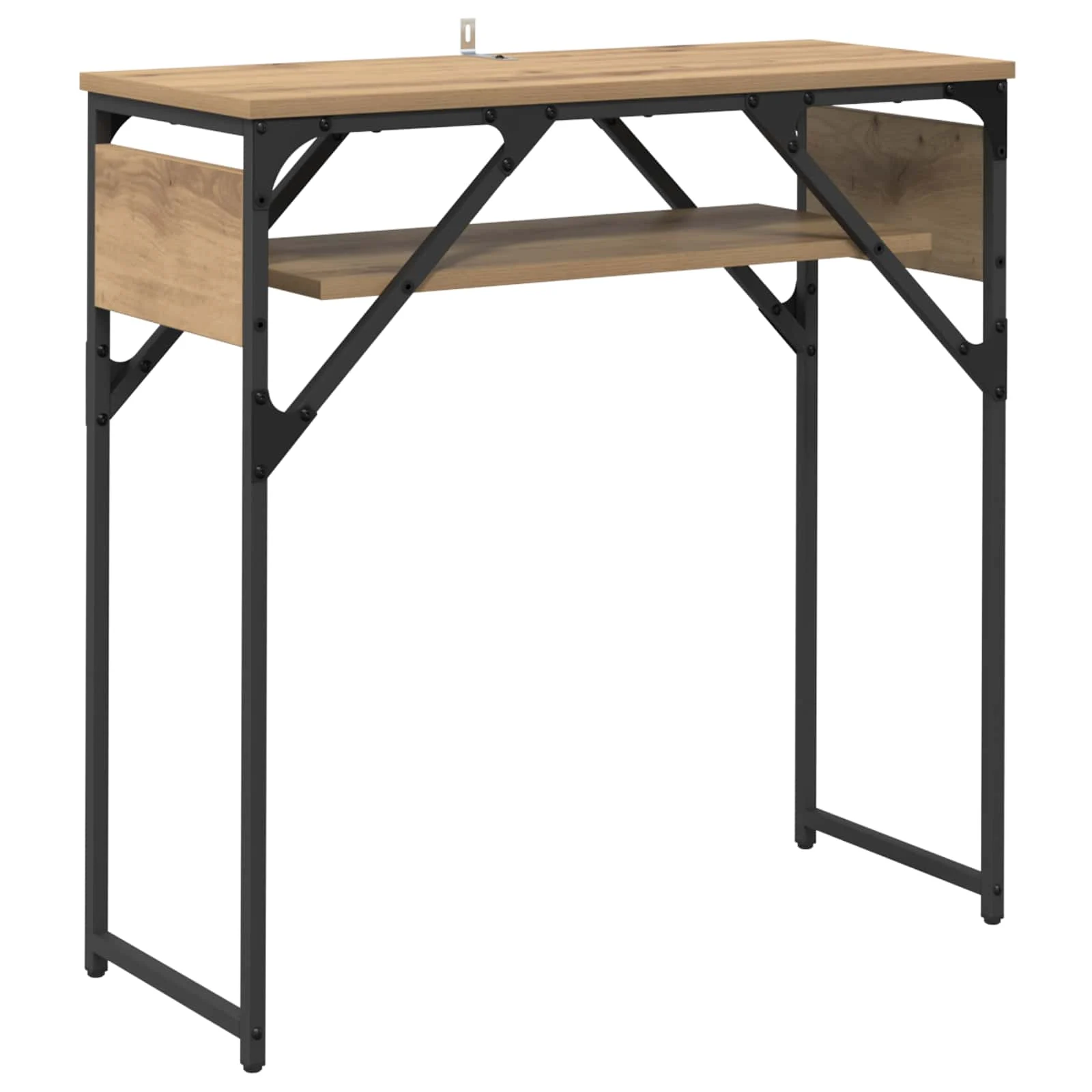 TableConsole 75 x 30 x 75 cm chêne artisanal bois d'ingénierie – vue de côté