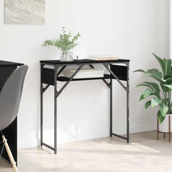 TableConsole 75 x 30 x 75 cm chêne noir bois d'ingénierie – vue d’ensemble