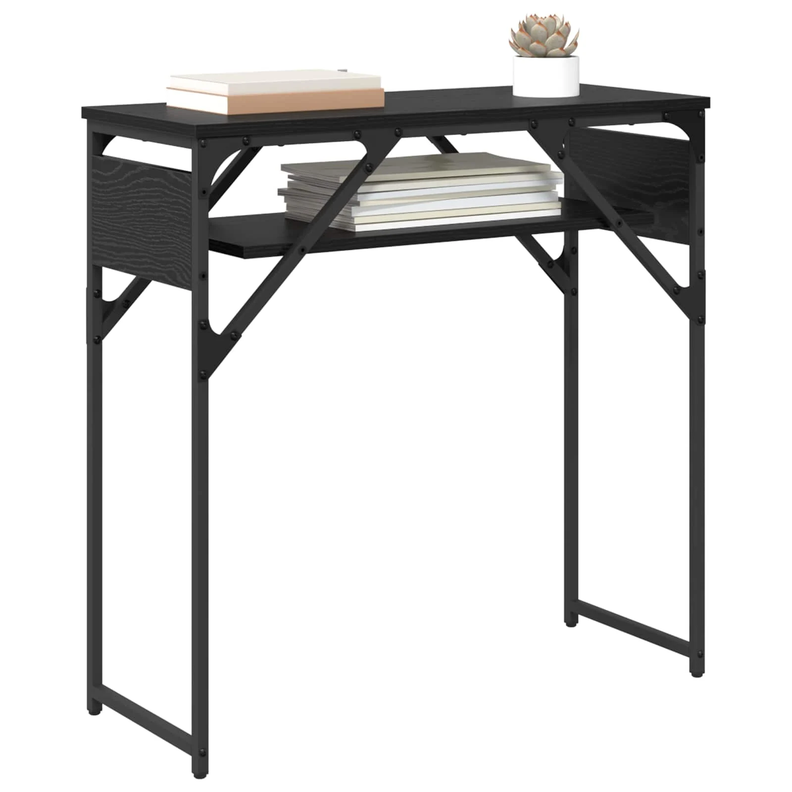 TableConsole 75 x 30 x 75 cm chêne noir bois d'ingénierie – vue de détail