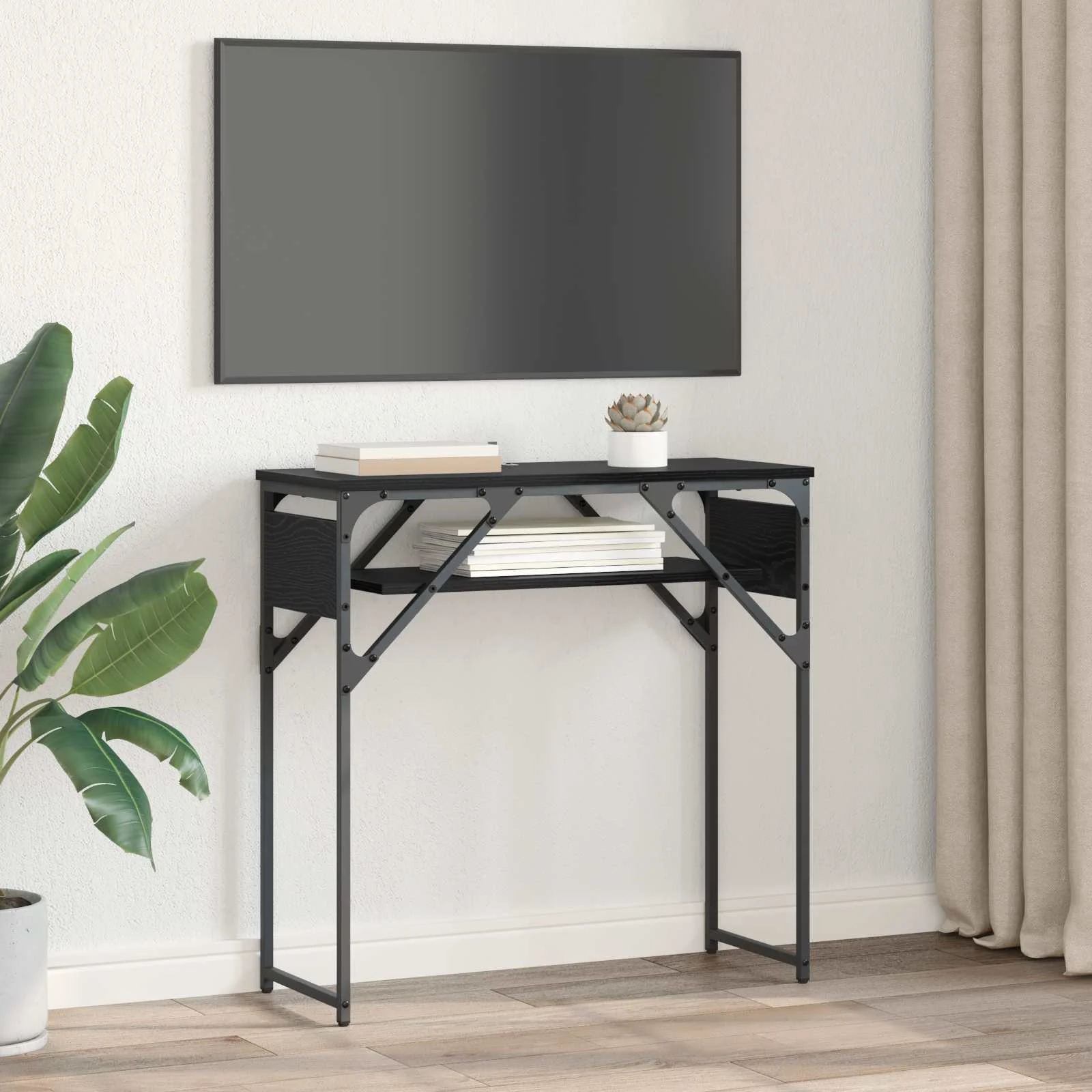 TableConsole 75 x 30 x 75 cm chêne noir bois d'ingénierie – vue en situation