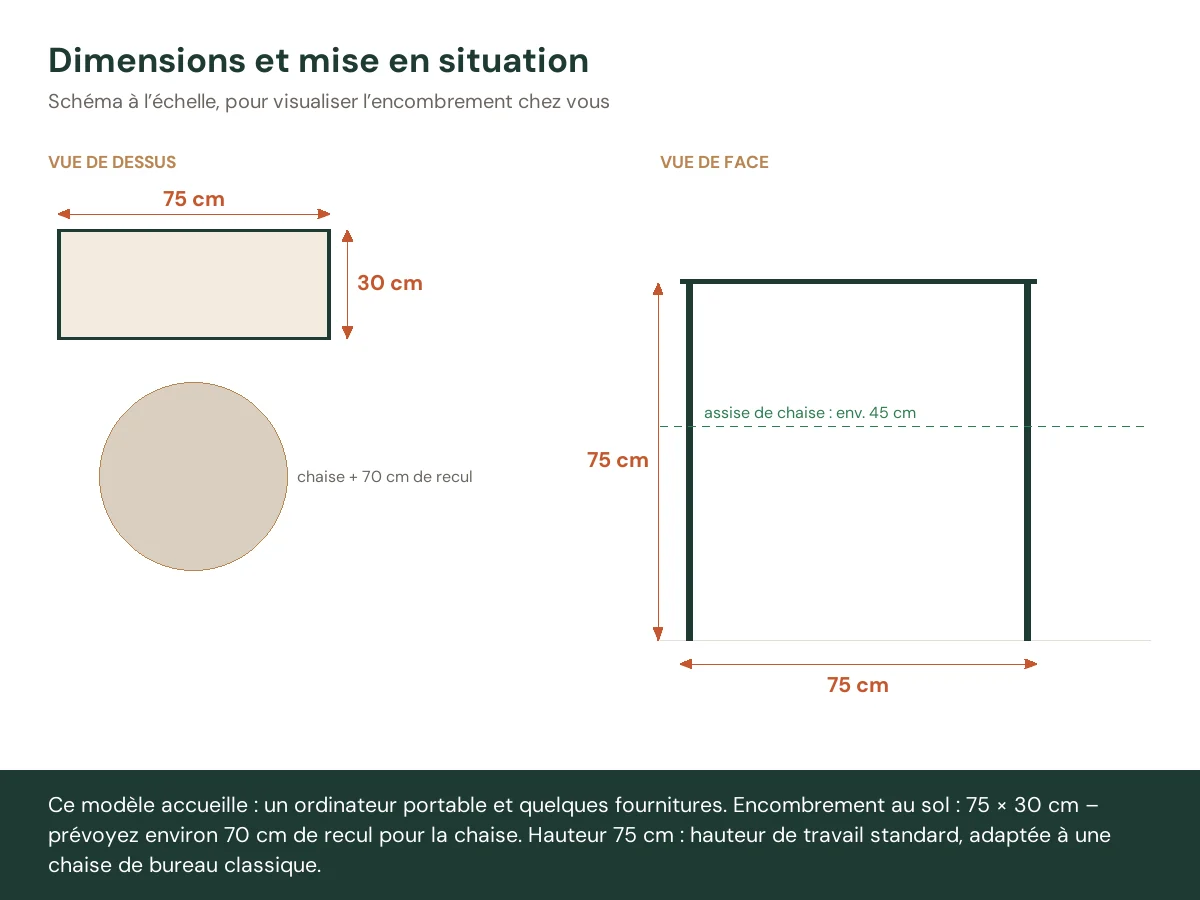 TableConsole 75 x 30 x 75 cm chêne noir bois d'ingénierie – vue de face