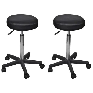 Tabourets de bureau lot de 2 35,5 x 35,5 x 98 cm noir similicuir – vue d’ensemble