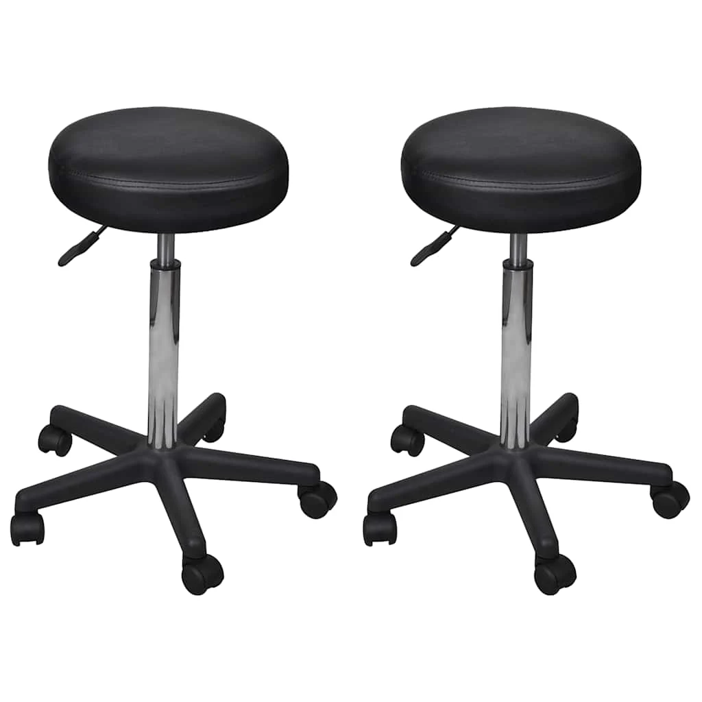 Tabourets de bureau lot de 2 35,5 x 35,5 x 98 cm noir similicuir – vue d’ensemble