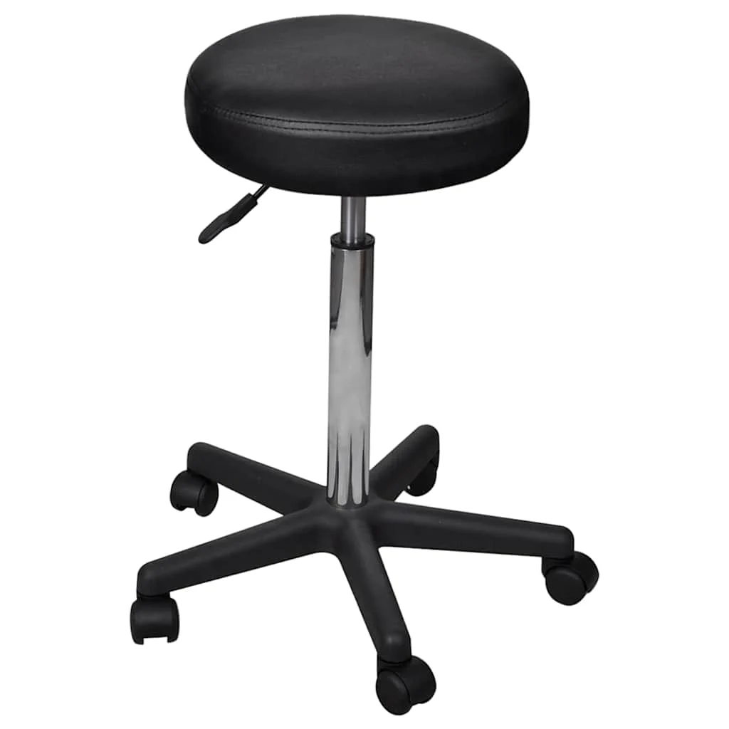 Tabourets de bureau lot de 2 35,5 x 35,5 x 98 cm noir similicuir – vue de face