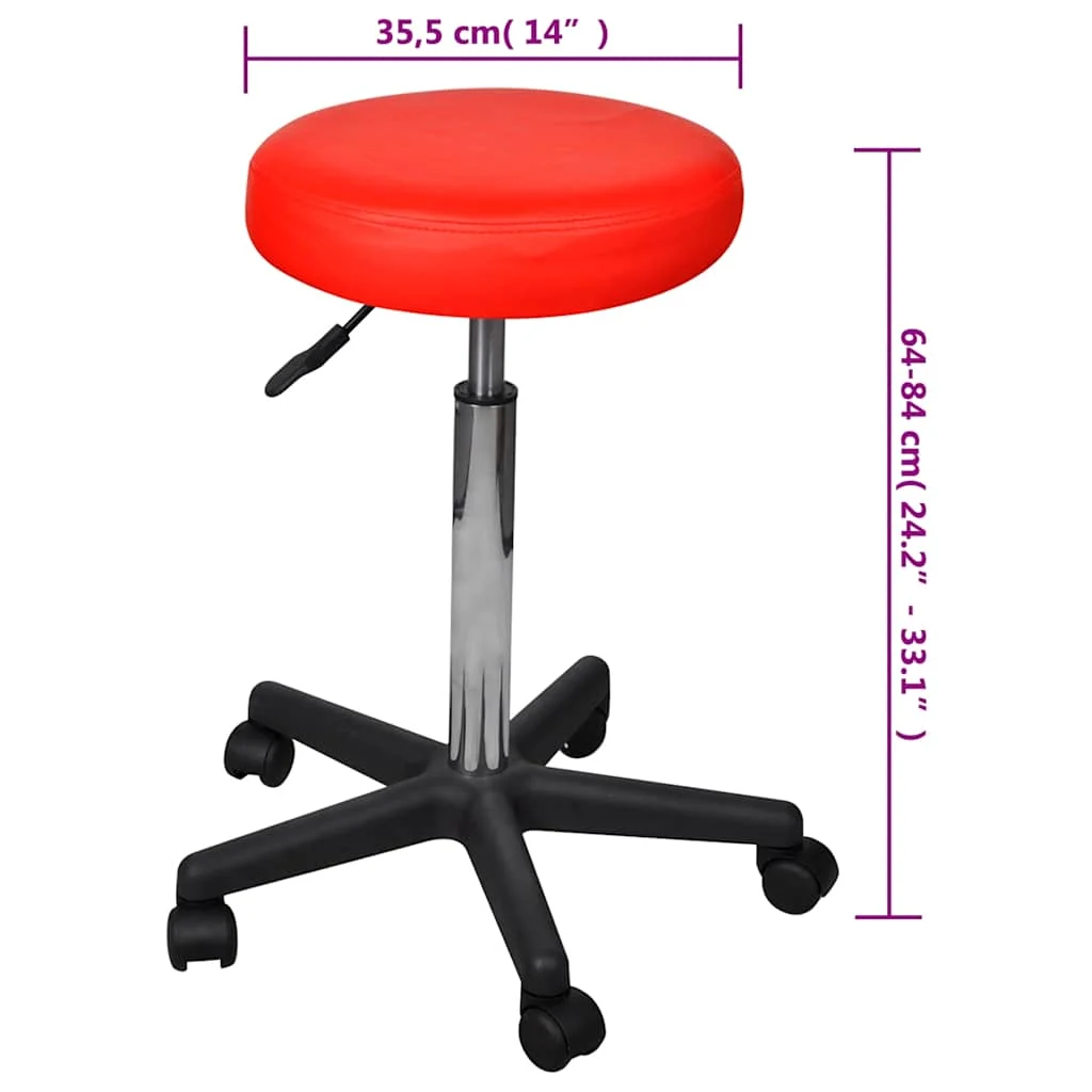 Tabourets de bureau lot de 2 35,5 x 35,5 x 98 cm rouge similicuir – vue en situation