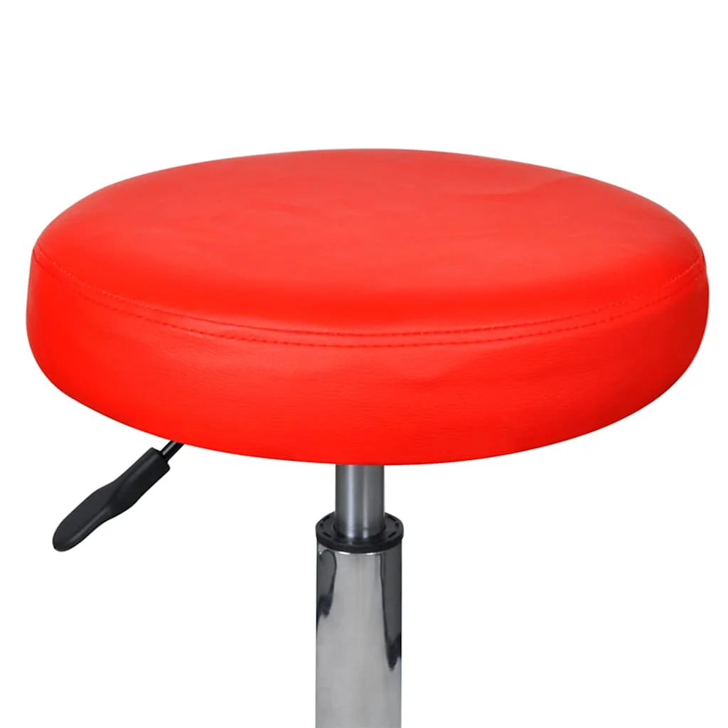 Tabourets de bureau lot de 2 35,5 x 35,5 x 98 cm rouge similicuir – vue de côté